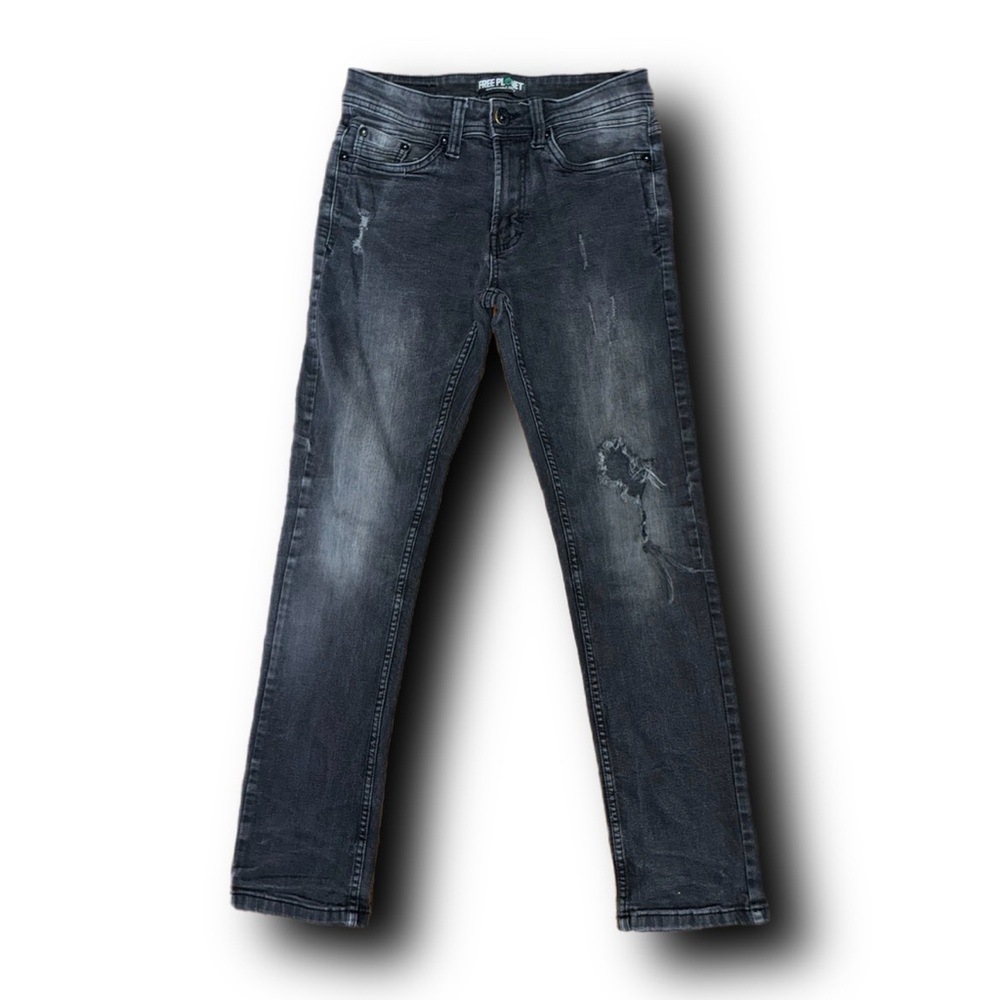 Free Planet Sustainable Distressed  Skinny Charcoal Denim